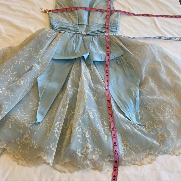 🎉HP🎉 Vintage 50s Cocktail Hostess Party Floral Dress Flocked Lace Chiffon SZ S - Picture 17 of 17